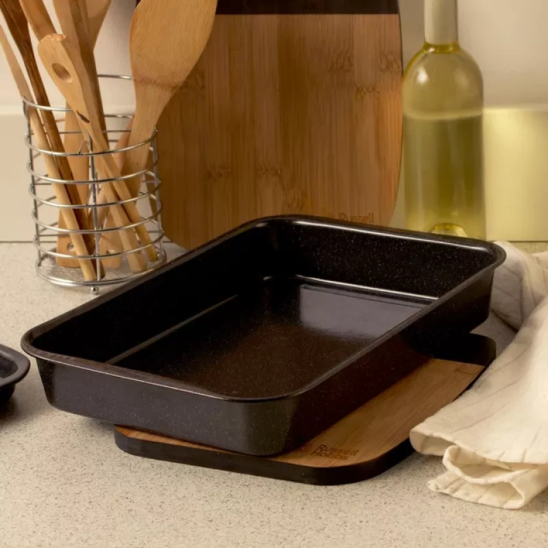 Russell Hobbs Romano 36cm stačiakampis kepimo indas – anglinis plienas, nelipni danga, anglies pilka