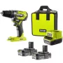 RYOBI ONE+ belaidis smūginis gręžtuvas-suktuvas R18PD5-220S, 18V (Žalia/Juoda, 2x 2,0 Ah ličio jonų baterijos)
