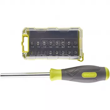 RYOBI Atsuktuvas RSD17PCS su 17 dalių antgalių rinkiniu (Žalia/Pilka)