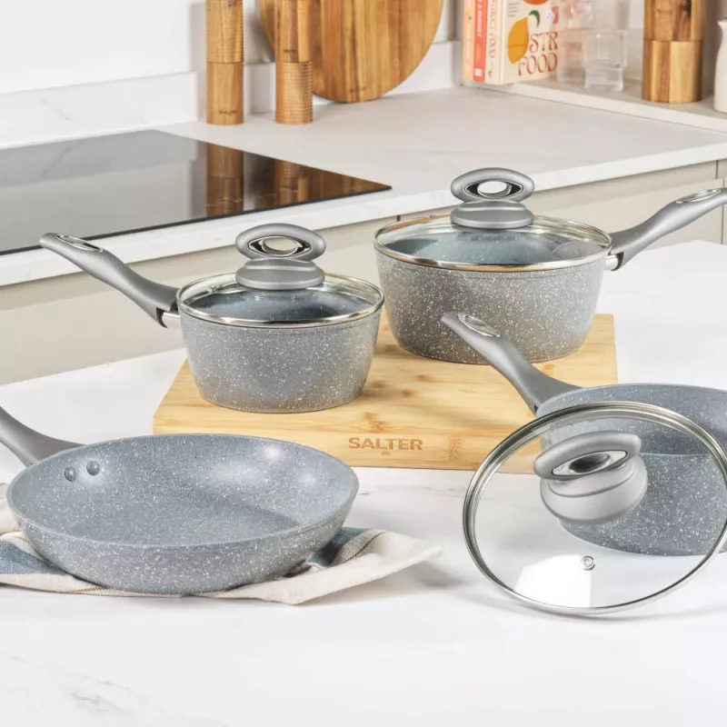 Salter BW04151G1EU7 Timeless Collection Nerūdijančio plieno 5 dalių puodų ir keptuvių rinkinys