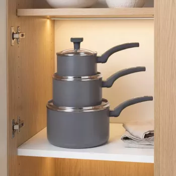 Salter BW14718 Alto 16cm puodas – kaltinis aliuminis, PFOA-free nelipni danga, tinka indukcijai, juodas