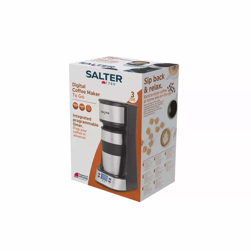 Salter EK2732FVDE Skaitmeninis Kavos Virimo Aparatas - 1.5 l, 12 puodelių, juodas ir sidabrinis