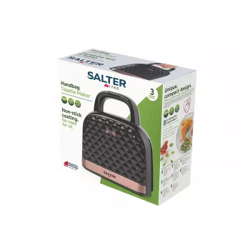 Salter EK3677FVDE rankinės formos sumuštinių kepimo aparatas – 750 W, 2 riekėms, juodas/sidabrinis