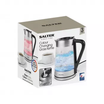 Salter EK5078SSFVDE Spalvą keičiantis stiklinis virdulys 1,7L 3000W