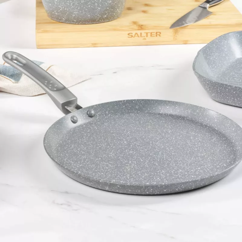 Salter Marblestone 25cm blyninė – itin nelipni, tinkama indukcijai, pilka