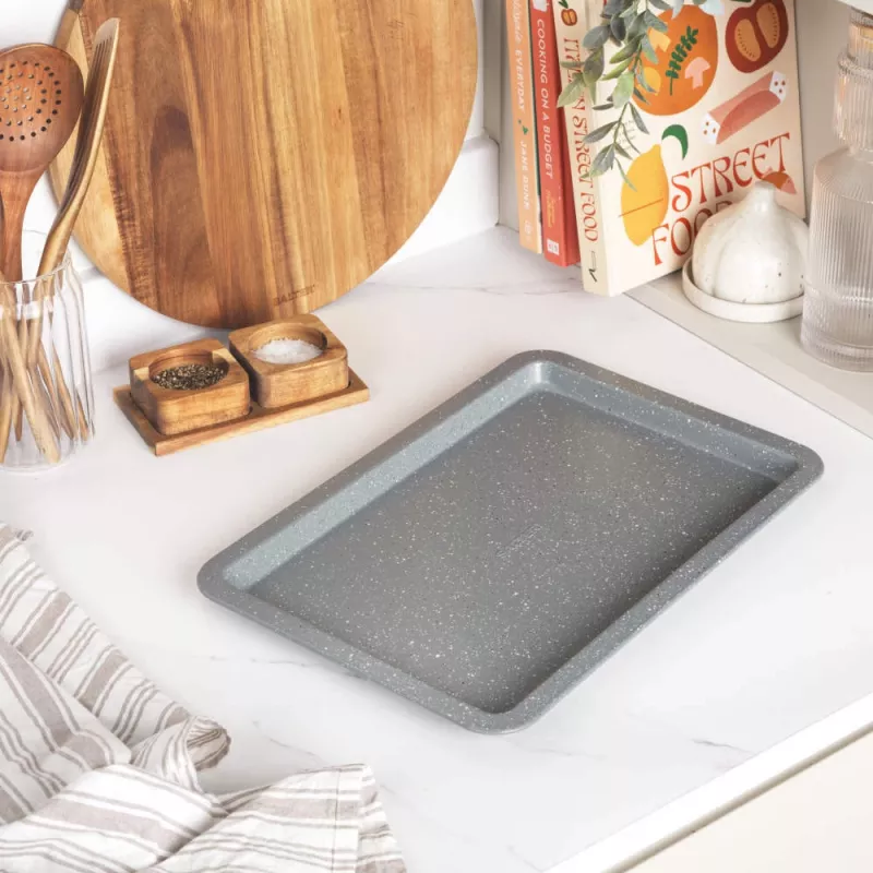 Salter Marblestone 37cm kepimo skarda – nedegi anglinio plieno danga, pilkas marmuro efektas