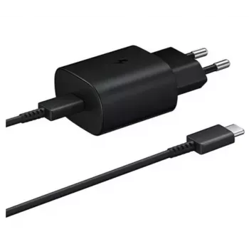 Samsung 25W USB-C Super Fast Charging kelioninis adapteris su USB-C į USB-C kabeliu - juodas