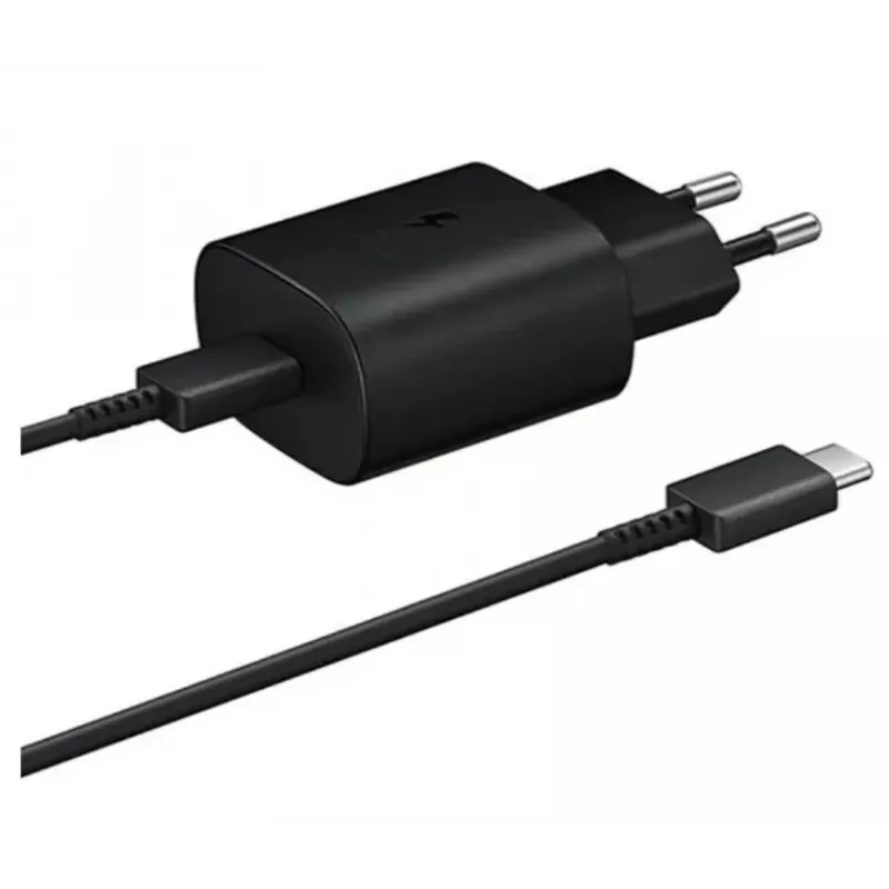 Samsung 25W USB-C Super Fast Charging kelioninis adapteris su USB-C į USB-C kabeliu - juodas