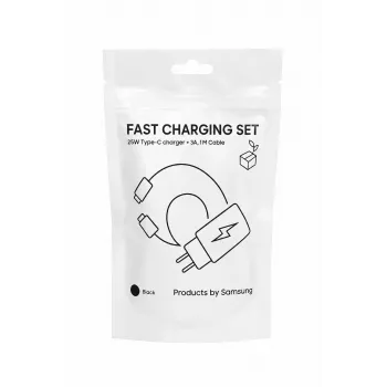 Samsung 25W USB-C Super Fast Charging kelioninis adapteris su USB-C į USB-C kabeliu - juodas
