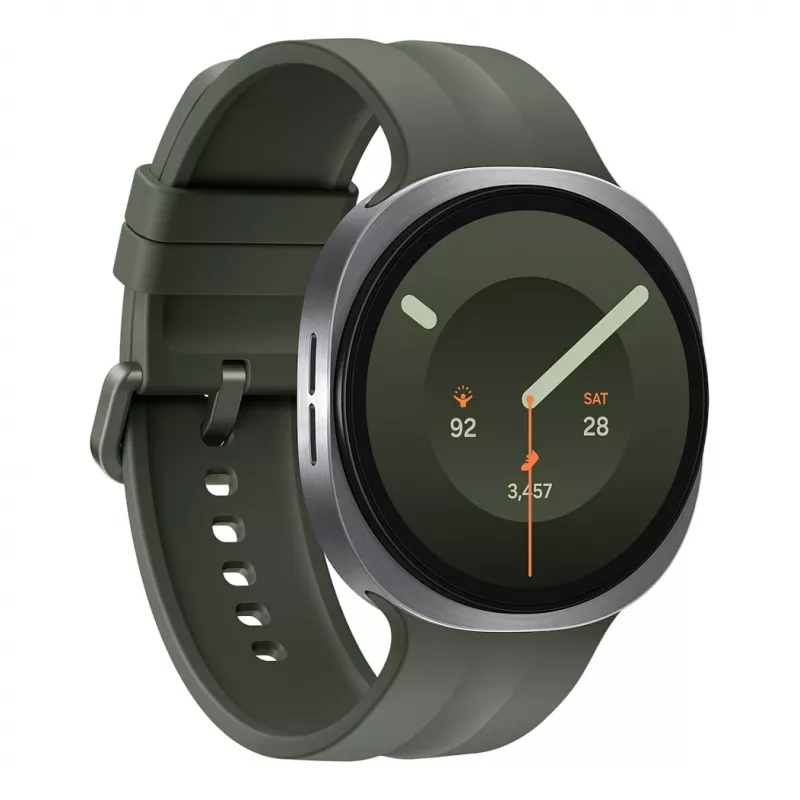 Samsung Galaxy Watch9 LTE 44 mm Silver Smartwatch su Olive Sport juostele M/L