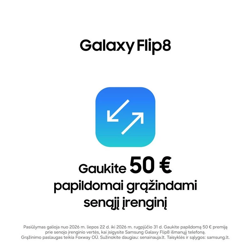 Samsung Galaxy Z Flip8 5G 256GB Cream – Sulankstomas išmanusis telefonas su 6.9 colio Dynamic AMOLED 2X ekranu, 12GB RAM, Dual SIM