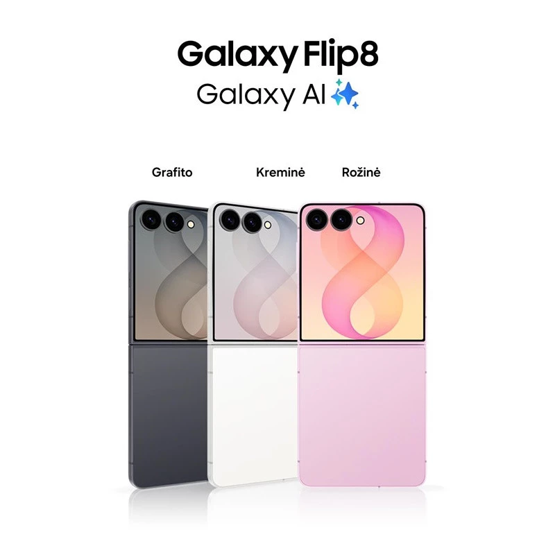 Samsung Galaxy Z Flip8 5G 256GB Cream – Sulankstomas išmanusis telefonas su 6.9 colio Dynamic AMOLED 2X ekranu, 12GB RAM, Dual SIM