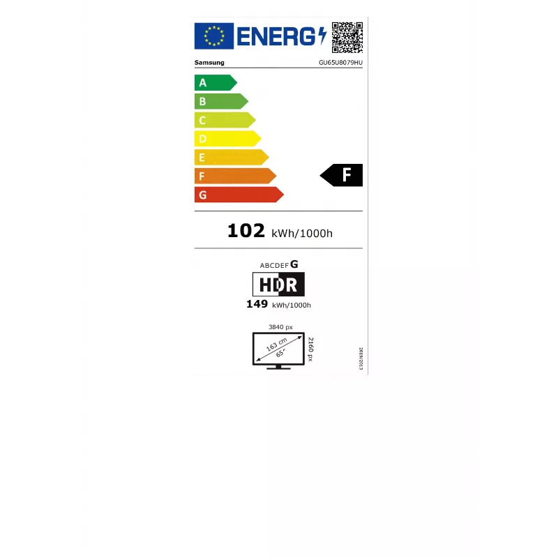 Samsung GU65U8079HUXZG 65 inch 4K Ultra HD LED Smart TV su Tizen, HDR10+, Wi-Fi, Bluetooth, 3x HDMI, 2x USB, Ethernet, 20W garsiakalbiai