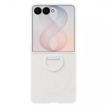 Samsung Silicone Ring Magnet Case Galaxy Z Flip8, baltas
