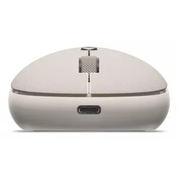 Satechi OntheGo Mouse – belaidė pelė su Bluetooth ir 2.4GHz USB-A, įkraunama, kelių įrenginių, smėlio spalvos