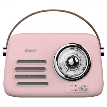 SAVIO RS-03 nešiojamas radijas FM/AM su MP3 USB/SD atkūrimu, rožinis