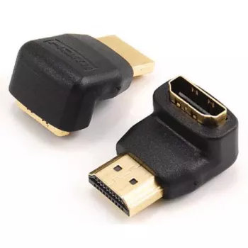 SBOX AD.HDMI-F/M-90/R 90 laipsnių HDMI adapteris (kištukas–lizdas), 4K 60Hz, auksu padengtas, juodas