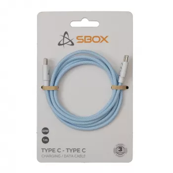 SBOX USB-C į USB-C laidas 1 m mėlynas – įkrovimui ir duomenų sinchronizavimui