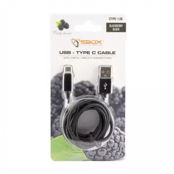 SBOX USB-TYPEC-15B USB-A į USB-C laidas, 1,5 m, Blackberry Black