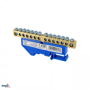 SCHELINGER 14 polių DIN bėgelio gnybtų blokas 8–12 mm² mėlynas