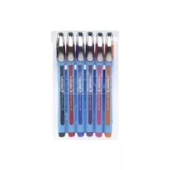 Schneider Slider Memo XB tušinukų rinkinys - 6 skirtingų spalvų (juoda, mėlyna, raudona, žalia, oranžinė, violetinė) - itin platus 1,4 mm nerūdijančio plieno antgalis - Viscoglide greitai džiūstantys rašalai 150296