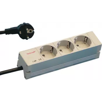 SCHROFF STDL Schuko maitinimo juosta, 3 lizdai, 184 mm, aliuminis, sidabrinis/juodas 60110200