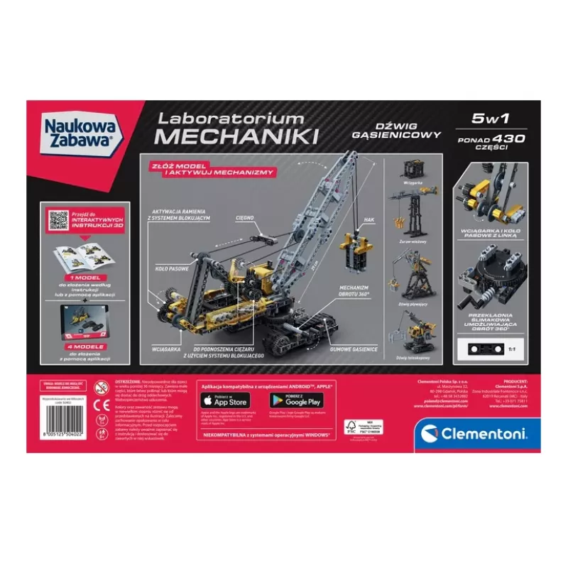 Clementoni 50402 Scientific Fun Mechanics Laboratory Crawler Crane