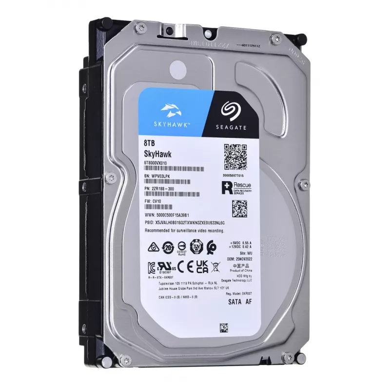 Seagate SkyHawk ST8000VX010 8 TB vidinis priežiūros kietasis diskas - 3,5 colio SATA 6Gb/s