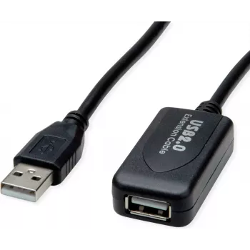 SECOMP STANDARD USB 2.0 aktyvus prailginimo kabelis su kartotuvu, juodas, 15 m (S3116)