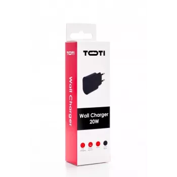 SEEK TOTI 20W USB-C PD greitas sieninis įkroviklis, juodos spalvos
