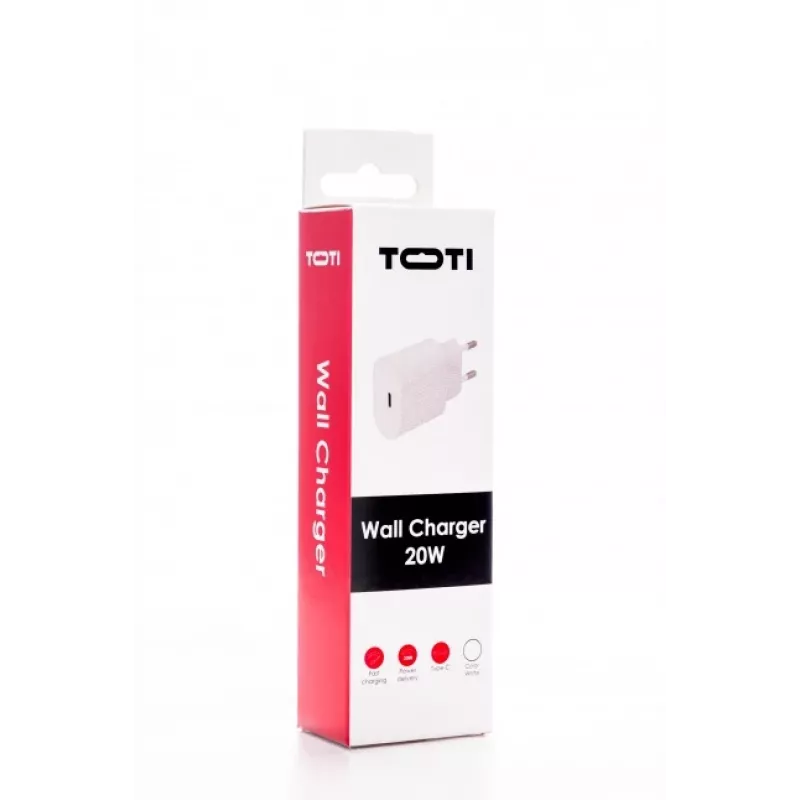 SEEK TOTI 20W USB-C PD nešiojamas sieninis greito įkrovimo adapteris, baltas