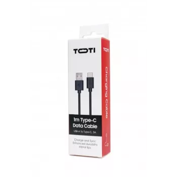 SEEK TOTI USB-A į Type-C, 1m PVC duomenų laidas 3A, juodas