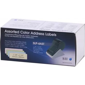 Seiko SLP-4AST Įvairiaspalvės adresų etiketės - 28 x 89 mm, 520 etikečių (4 ritinėliai po 130) Smart Label Printer 420/425/430/440/450