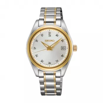 SEIKO moteriškas laikrodis SUR582P1 Quartz 32mm nerūdijantis plienas sidabrinis ciferblatas