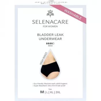 Selenacare Bladderleak Underwear High Waist / M - Daugkartiniai Incontinenciniai Kelnaičiai, Juodi, 1 Pakuotė
