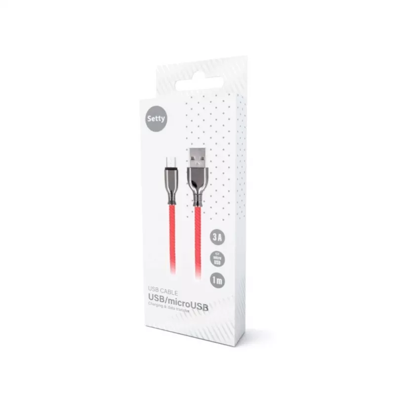 Setty USB-A į Micro-USB laidas 1,0 m 3A greitas įkrovimas Raudonas FC-M