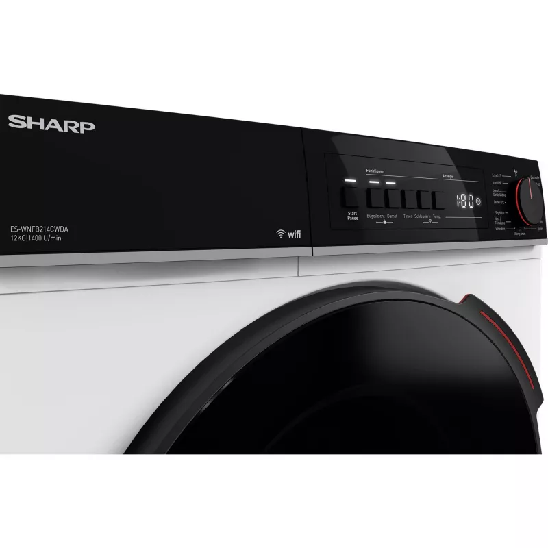 SHARP ES-WNFB214CWDA-DE Priekinio pakrovimo skalbyklė, 10 kg, 1400 aps./min., balta, Wi-Fi, Advanced Inverter variklis