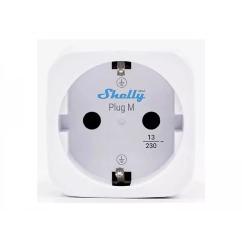 Shelly Plug M Gen3 White 2-Pack – išmanusis kištukas su energijos stebėjimu, 13A, Wi-Fi ir Bluetooth (F tipas)