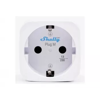 Shelly Plug M Gen3 White – išmanusis kištukas su energijos stebėjimu, 13A, WiFi ir Bluetooth, Schuko