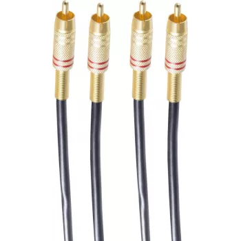 shiverpeaks BASIC-S 2x RCA į 2x RCA garso kabelis 2,5 m juodas/auksinis BS40224