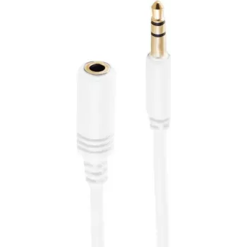 SHIVERPEAKS BASIC-S Super Slim 3,5 mm stereo garso prailginimo kabelis, vyriškas į moterišką, auksuoti kontaktai, baltas, 1,5 m (BS33982-W)