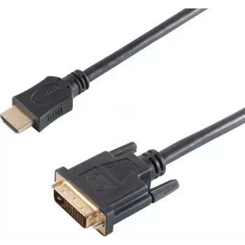SHIVERPEAKS BS77481 HDMI Type A (vyriškas) į DVI-D (vyriškas) vaizdo kabelio adapteris, 1,5 m, juodas, auksuoti kontaktai, trigubas ekranavimas, palaiko 1920x1200