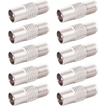SHIVERPEAKS BS85322-SET10 IEC vyriškas į F moteriškas koaksialinis adapteris, 10 vnt. rinkinys, sidabrinis
