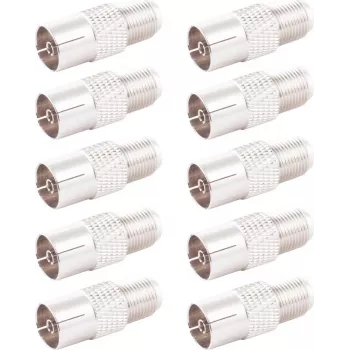 SHIVERPEAKS IEC į F-Type koaksialinis adapteris, 10 vnt., 75 Ohm, nikeliuotas žalvaris, moteriškas į moterišką BS85324-SET10