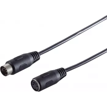 SHIVERPEAKS Premium audio kabelis, 5-Pin DIN male į 5-Pin DIN female, 2,5 m, auksuoti kontaktai, dvigubas ekranavimas, juodas