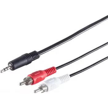 SHIVERPEAKS S-Conn 3,5 mm į 2x RCA audio kabelis, 2,5 m, juodas, raudonas, baltas (30832-2.5)