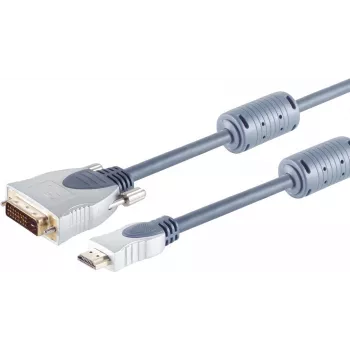 SHIVERPEAKS S/CONN HDMI į DVI-D kabelis 2m, auksuoti kontaktai, chromuoti metaliniai jungtys, dvigubos feritinės šerdys, HDMI 1.3b, Full HD 1080p 77482-MHQ