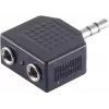 ShiverPeaks S/CONN maximum connectivity 3,5 mm stereo jack splitterio adapteris, 1 kištukas į 2 lizdus, nikeliuoti kontaktai, juodas (57080)