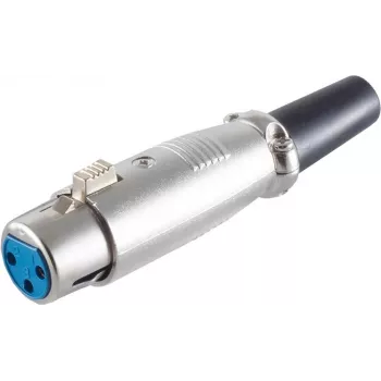 SHIVERPEAKS S/CONN maximum connectivity XLR jungtis su įtempimo mažinimu, 3 kontaktų moteriška, nikeliuotas cinko lydinio korpusas, litavimo prijungimas 55020