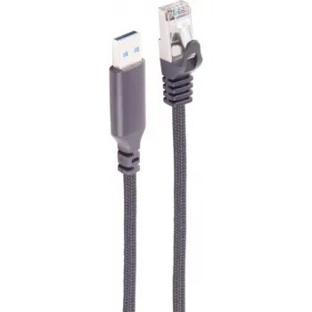 SHIVERPEAKS USB-A į RJ45 Gigabit Ethernet tinklo adapterio kabelis, 7,5 m, aliuminis, juodas BS14-52065